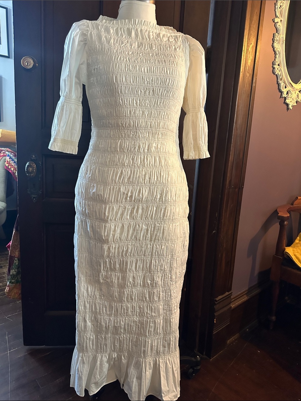 Doën Raquella Smocked Midi/Maxi Dress in Salt